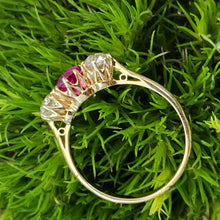 Load image into Gallery viewer, Victorian 1 Ct Round Untreated Burmese Ruby and 0.75Ctw Antique Diamond Crown Ring in 18K, GIA Report