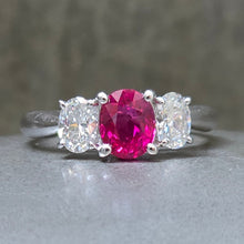 Load image into Gallery viewer, 1.18 Carat Burmese Ruby and Diamond Ring in Platinum, GIA Report
