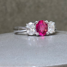 Load image into Gallery viewer, 1.18 Carat Burmese Ruby and Diamond Ring in Platinum, GIA Report
