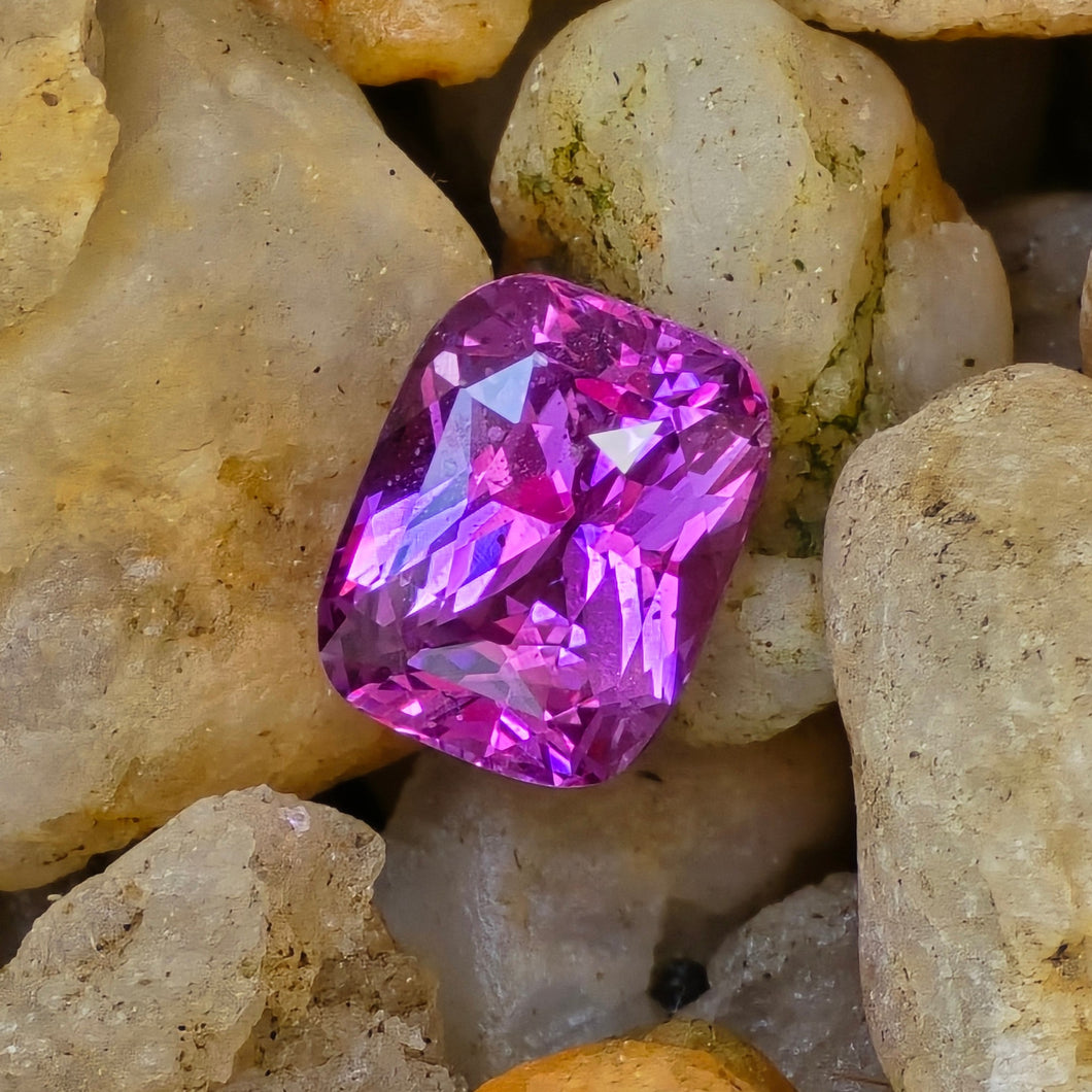 1.30 Carat Cushion Cut Untreated Pinkish Purple Sapphire from Madagascar, GIA Report