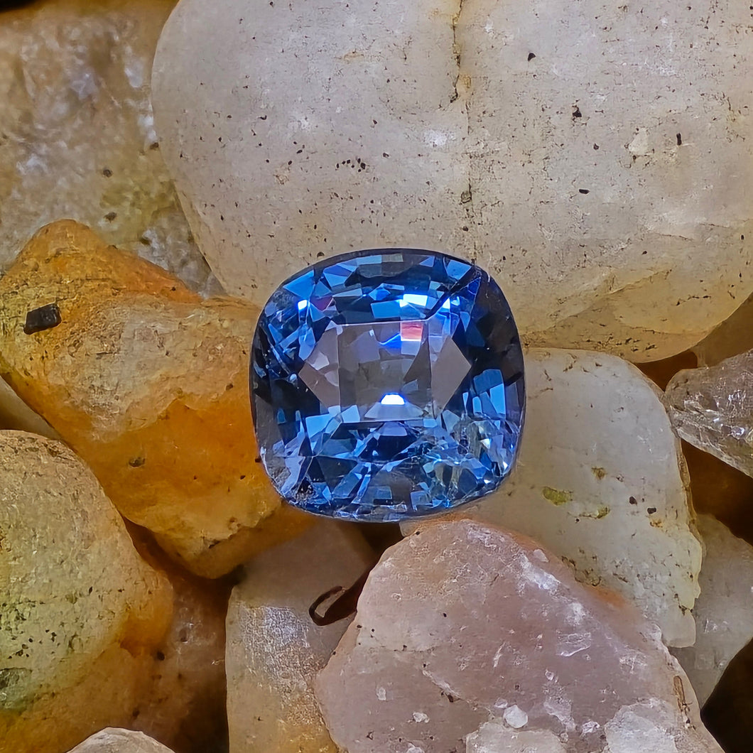 1.15 Carat Cushion Cut Blue Cobalt Spinel from Mahenge Tanzania