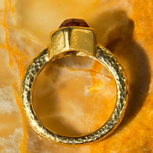 Load image into Gallery viewer, Side of 22K yellow gold hammered spessartite garnet ring
