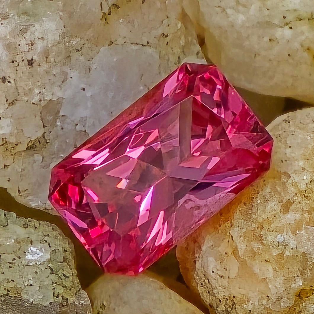 0.95 Carat Radiant Cut Pink Spinel from Mahenge Tanzania