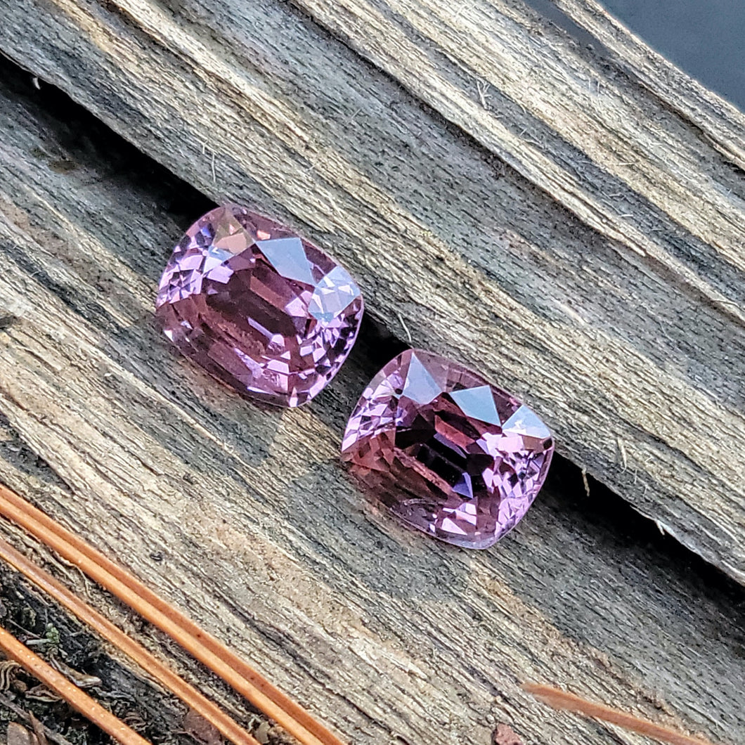 3.20 Carat Total Weight Cushion Cut Pink Spinels from Burma